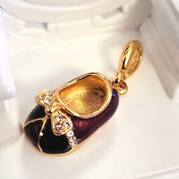 Violet and Black Baby shoe charm - Picture 1 of 6